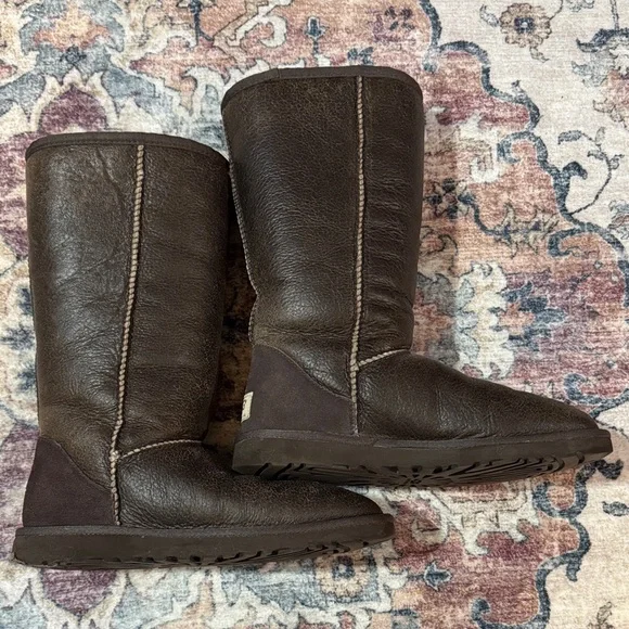 UGG Dark Brown Leather Boots - Picture 8 of 8